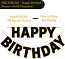 Pre-Strung Happy Birthday Banner - Black Gold Party Decorations — 2