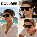Dollger Square Oversized Sunglasses for Women Men Fashion Flat Top Big Black Frame Shades | Black Frame Black Lens — 4