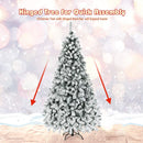 Goplus 7.5ft Pre-Lit Artificial Christmas Tree, Premium PVC Snow Flocked Hinged Pine Tree with Metal Stand and LED Lights, Perfect Xmas Decoration for Indoor and Outdoor — 7