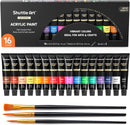 Shuttle Art Acrylic Paint Set, 16 x12ml Tubes Artist Quality Non Toxic Rich Pigments Colors Great for Kids Adults Professional Painting on Canvas Wood Clay Fabric Ceramic Crafts — 1