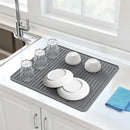 Songrey Silicone Dish Drying Mat for Kitchen Counter, 18" x 16", Dark Gray
