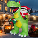8FT Christmas Inflatables Santa Claus Riding Dinosaur Decorations Outdoor — 1