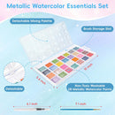 28 Metallic Colors Washable Watercolor Paint Set, with 2 Brushes Pen | 28 Colors — 3