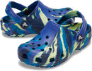Crocs Kids Classic Watercolor Marbled Clog – Navy/Turbo Teal — 5