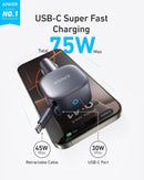 Anker 75W Fast Charging USB C Car Charger with Retractable Built-in Cable photo 2