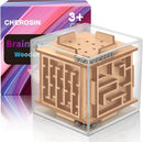 Handheld Fidget Game for Kids and Adults - 6-Sided Wooden Puzzle Cube Fidget Toy for Anxiety Relief - Fun Maze Toys for Travel - 3D Brain Teaser Cube for Christmas Stocking Stuffers — 1