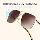 ZENOTTIC Polarized Aviator Sunglasses for Men: UV400 Protection Trendy Anti-Glare Shades - Driving Fishing Golf Fashion | Gold Frame Brown Lenses — 2