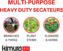 Kimura® 8" Pro Bypass Pruning Shears, Heavy Duty Japanese SK5 Steel Blades, 1 inch Cut Capacity, Non-Slip PVC Coated Handles, Lightweight & Ergonomic, Japanese Pruners, Professional Garden Clippers — 7