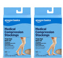 Amazon Basic Compression Stockings, 20-30 mmHg, Women & Men, Thigh Length | Open Toe | Beige | 2X-Large | Pack of 2 (Previously Amazon Basic Care) | 2X-Large (Pack of 2) — 1