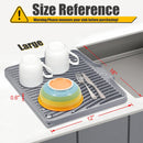 TIKNIK Silicone Dish Drying Mat for Kitchen Counter, Grey-1pcs, 16" x 12"