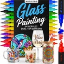 ARTISTRO 24 Glass Acrylic Paint Marker Pens - Glass Painting Kit | 24 Glass Markers — 1