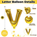 Gold Alphabet Balloons, 40 Inch Custom Name Balloons, Self Inflating Helium Foil Letters for Men Birthday Party Decorations | Letter V — 2