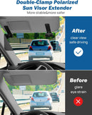 JOYTUTUS Sun Visor Extender for Cars, Polarized Sun Visor Extender Universal Sun Blocker UV400, Adjustable Visor Extension for Car Visor,Double-Clip,Anti Glare Stray Light — 2
