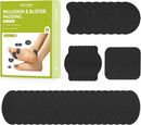 Bukihome Moleskin Adhesive Pads for Feet - Blister Prevention Tape - Moleskin Padding for Blisters, Shoes, Toes, Heel, Reduce Friction Pain - 22 Sheets of 4 Shapes (44 Pieces Total, Black) | 22 Sheets (44 Pieces Total) — 1