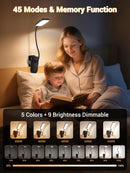Clip on Light,9 Brightness+5 Color Rechargeable Lamp,48 LED Small Desk Lamp — 2