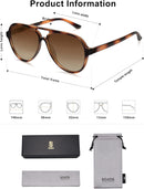 SOJOS Classic Polarized Aviator Sunglasses for Women Men, Retro Trendy Aviators Shades SJ2201 | Amber Brown Tortoise/Brown | 58 Millimeters — 5