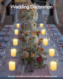 SHYMERY Flameless Votive Candles,Lasts 2X Longer,Battery Operated LED Tea Lights with Warm White Flickering Light,Small Electric Fake Tea Candle Realistic for Wedding,Table,Outdoor,Pack of 12 | warm white, off white — 2
