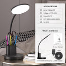 LED Desk Lamp for College Dorm with Pen Phone Holder, Black — 7