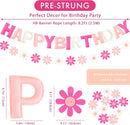 CANREVEL 3 PCS Pre-Strung 3D Happy Birthday Banner Decorations, Pink Flower — 3