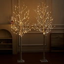 Lighted Birch Tree, 2 Pack 6 Feet 144 Warm White Lights, Prelit White Artificial Christmas Trees for Indoor Outdoor Decor Garden Wedding Party Bedroom Decoration — 2