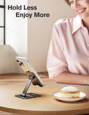 Nulaxy 2 Pcs Aluminum Dual Folding Cell Phone Stand for Desk Black&Rosegold photo 6