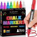 SILENART Liquid Chalk Markers - 8 Vibrant Colors - Chalkboard Markers for Blackboard Glass Window Car Dry Erase Board Acrylic Calendar Board Whiteboard- Wet Erase | Multicolor | 3mm Tip - 8 Pack — 1