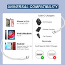 TOP-UP Braided USB C to USB C Cable 3.3FT 2 Pack, 60W PD Cord, White 7