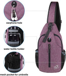 WATERFLY Crossbody Sling Backpack Sling Bag Travel Hiking Chest Bag Daypack (Purple) | B-purple | Small — 5