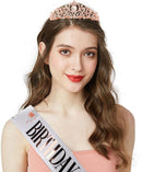 COCIDE Rose Gold Birthday Queen Sash & Tiara Set - Glitter Sash & Rhinestone Tiara for Women - Birthday Decoration Kit | 9 Rose Gold Flower — 2