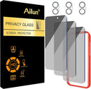 Ailun Privacy Screen Protector+Camera Lens Protector for iPhone 16, 3+3Pack photo 1