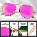 KUGUAOK Polarized Aviator Sunglasses for Women Sporty Style Running Sun Glasses Tangle Free Frame Vintage Trendy Shades | Black+champagne+bluepink — 5