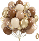 12inch Brown and Gold Balloons with Light Sand White Confetti Balloons | Brown Nude — 1