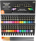 Shuttle Art Acrylic Paint Set, 30 x12ml Tubes Artist Quality Non Toxic Rich Pigments Colors Great for Kids Adults Professional Painting on Rocks Canvas Wood Clay Fabric Ceramic Crafts | 30 Colors | 0.4 Fl Oz (Pack of 30) — 1