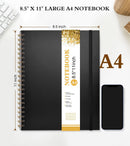 Spiral Notebook Journal 8.5” x 11”, A4 Large Notebooks for Women Men, College Ruled Lined Journal, 100 GSM Paper, Plastic Hardcover Spiral Bound Journals for Work School Note Taking Business, Black — 2