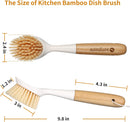 2 Pack Kitchen Dish Brush Bamboo Handle Dish Scrubber Built-in Scraper — 6