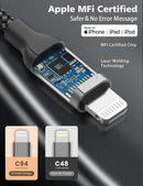 2Pack MFi Certified 3ft USB-C to Lightning Cable for iPhone 14/13/12, iPad 3