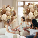 12inch Brown and Gold Balloons with Light Sand White Confetti Balloons | Brown Nude — 4