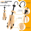 JJDPARTS Plastic & Wooden Shoe Stretcher, Pair 4-Way Shoe Expander Widener Shoe Tree Extender for Women Men | natural | Premium — 4