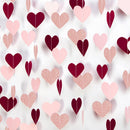 Rose-Gold Pink Burgundy Valentines Decorations - Paper Heart Garland 52ft Hanging Streamer Banner Engagement Mothers Day Wedding Anniversary Bridal Shower Birthday Party Galentines Day Decor | Rose Gold Pink Burgundy — 1