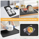 Silicone Coffee Mat, 24''x16'' Bar Mat with Detachable Dish Drying Mat - Fits Under Coffee Maker & Dish Rack — 8