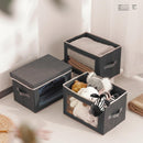 Homsorout Storage Bins with Lids - Fabric Storage Boxe with Window, Collapsible Closet Organizers with Handles, 3 Pack Decorative Bin, Home Cubes Baskets for Clothes, Hat, Books, Dark Grey — 5