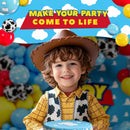 ALL-IN-1 Toy themed Balloons Arch Kit for It's A Boy Story Baby Shower Decorations – Boy Balloon Garland Kit with Cloud & Cow printed Balloons for First Toys Birthday Party Supplies | Red, Yellow, Light Blue, Cow, Cloud — 7