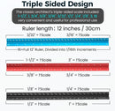 Rena Chris 2PCS Architectural Scale Ruler: 12" Imperial Aluminum Alloy Metal Architecture Measuring Tools, Engineering Drafting Construction Drawing Blueprints Triangular Architect Scaling Rulers | Red+Blue — 4