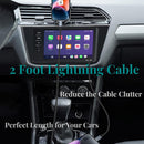 2 FT iPhone Charging Cable, 2 Pack [MFi Certified] USB to Lightning Cable 2ft for Car Fast Charging Braided Short iPhone Cord Compatible with Apple iPhone 14/13/12/11Pro/X/XR/8/7/6s/Plus/SE/iPad 2