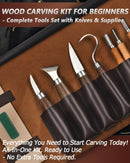 Wood Carving Kit Whittling Kit: Wood Carving Knife Tools with Leather Case | Brown — 2