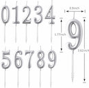 PHD CAKE 10-Pieces Silver Numeral Birthday Candles, Cake Numeral Candles Number 0-9 Glitter Cake Topper Decoration for Birthday,Wedding Anniversary,Party Celebration — 6