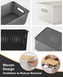 AREYZIN Storage Bins with Bamboo Lids Set of 6 Lidded Storage Container Plastic Baskets Organizer Bins for Organizing Kithen Room Bedroom Office Closet, Sturdy(Black) — 7