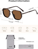 SOJOS Retro Polarized Aviator Sunglasses for Women Men Trendy Square Shades | Brown — 6