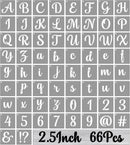 BAMIDELE 2.5 Inch Alphabet Letter Stencils for Painting, 66 Pcs Reusable Plastic Calligraphy Letter Stencils and Numbers Template Kit for Painting on Wood, Chalkboard, Fabric, Door Porch, Wall Art — 1