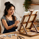 MEEDEN Heavy-Duty Tabletop Studio H-Frame Wooden Easel- Solid Beech Wood Adjustable Artists Desktop Wood Easel Table for Artist, Beginners & Teens- Holds Canvas Art up to 23" High (Walnut) — 7